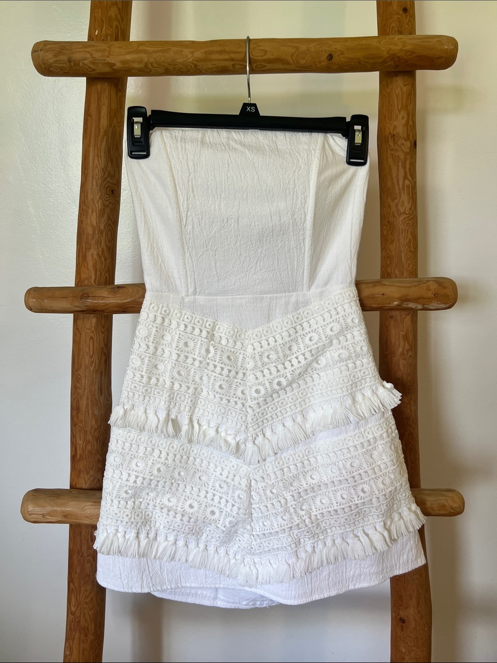 Strapless White Crochet Dress